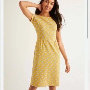 BODEN • Yellow Cat Leopard Print Phoebe Jersey Dress size US 8